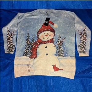 Yesno NEW Snowman Sweater  2xl xxl  Long Sleeve Warm Cotton Wool Blend
